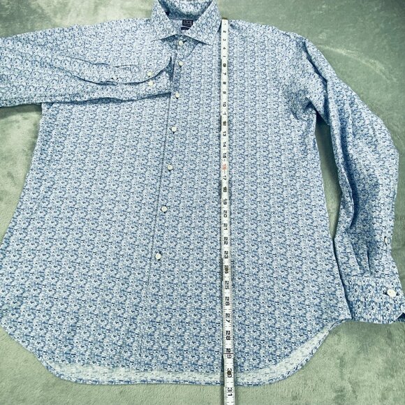 Ike Behar Shirt Mens Large Blue Village Houses Print Casual Sport Button Up - Picture 4 of 12